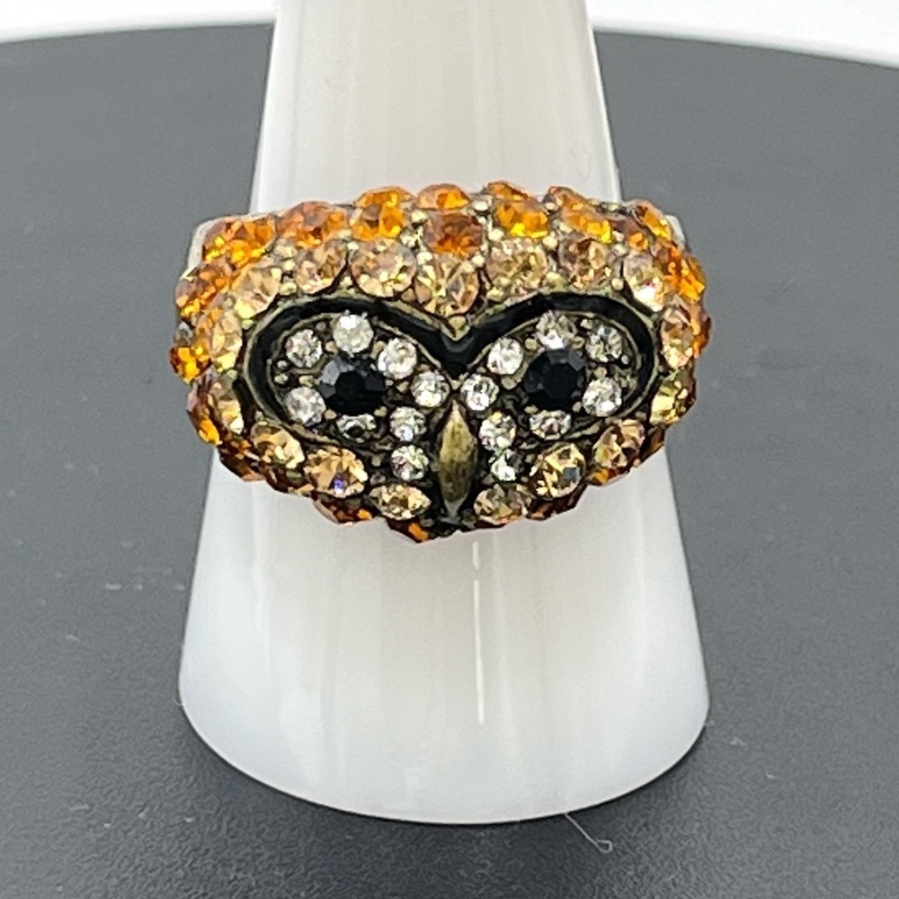 Joan Rivers Pave Crystal‎ Fun Owl Antiqued Goldtone Cocktail Ring Size 10.5 NWOT